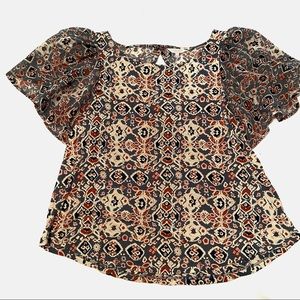 Lucky Brand Patterned Flowy Sleeve Blouse